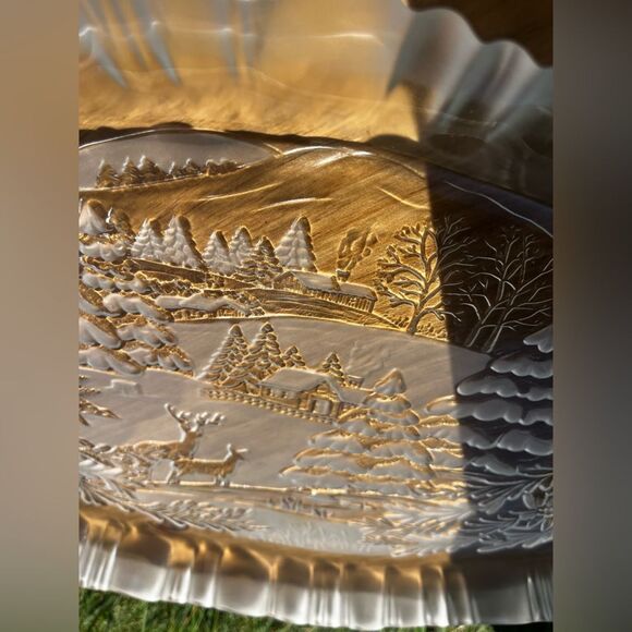 Mikasa Frosted Glass Winter Dream Serving Platter Holiday Christmas Deer & Trees - Picture 7 of 15